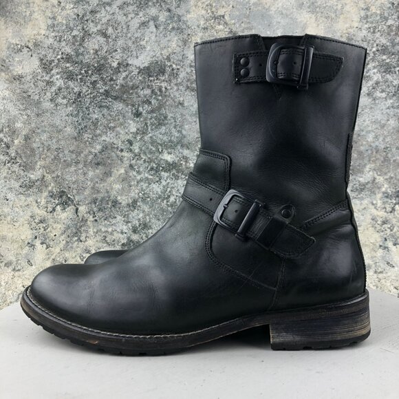 Red Tape Men's Size 11 Salisbury Buckle Black Leather Side Zip Ankle Biker Boots - Picture 6 of 13